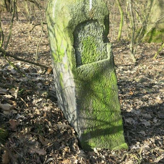 Hraniční kámen u zeleně značené cesty nad Chuderovem