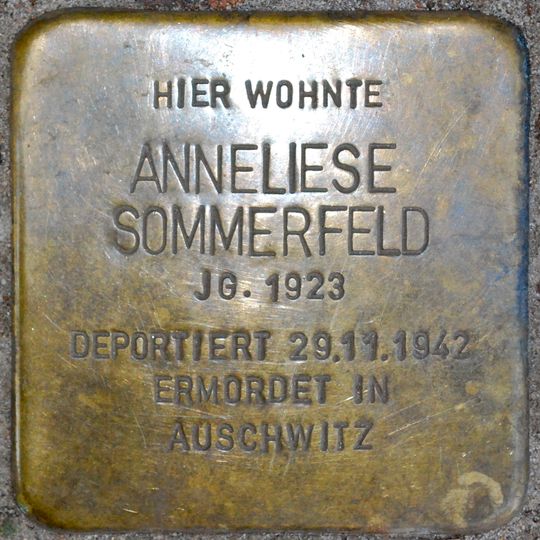 Stolperstein dedicated to Anneliese Sommerfeld