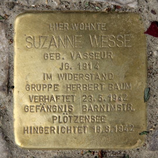 Stolperstein en memoria de Suzanne Wesse