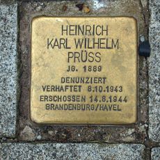 Stolperstein dedicated to Heinrich Karl Wilhelm Prüß