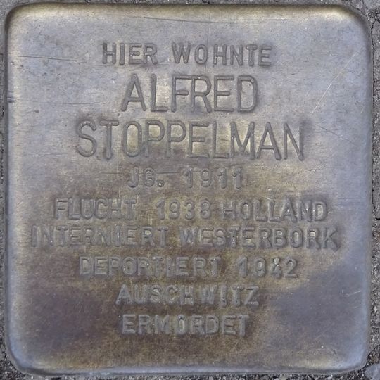 Stolperstein dedicated to Alfred Stoppelman