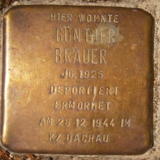 Stolperstein dedicated to Günther Brauer