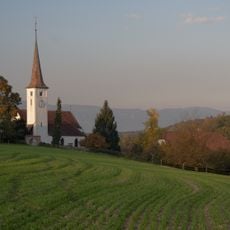 Reformed church and rectory, freestanding belfry