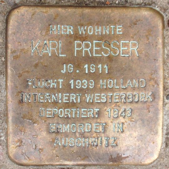 Stolperstein à la mémoire de Karl Presser