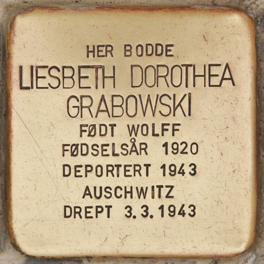 Stolperstein en memoria de Liesbeth Dorothea Grabowski, f. Wolff