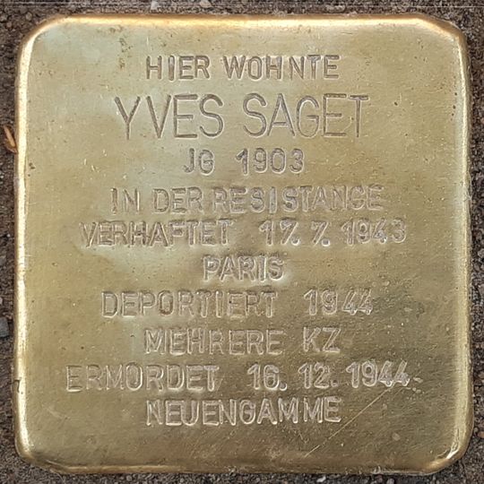 Stolperstein en memoria de Yves Saget