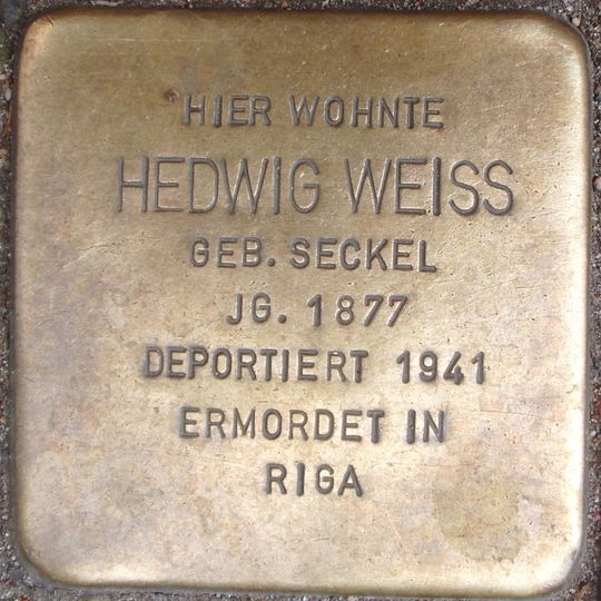 Stolperstein dedicated to Hedwig Weiss