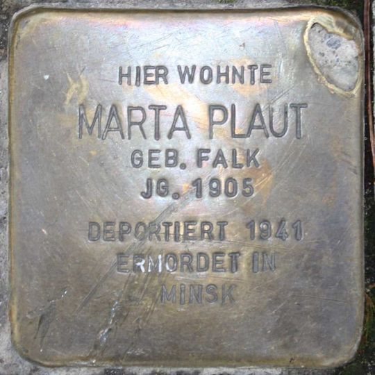 Stolperstein à la mémoire de Marta Plaut