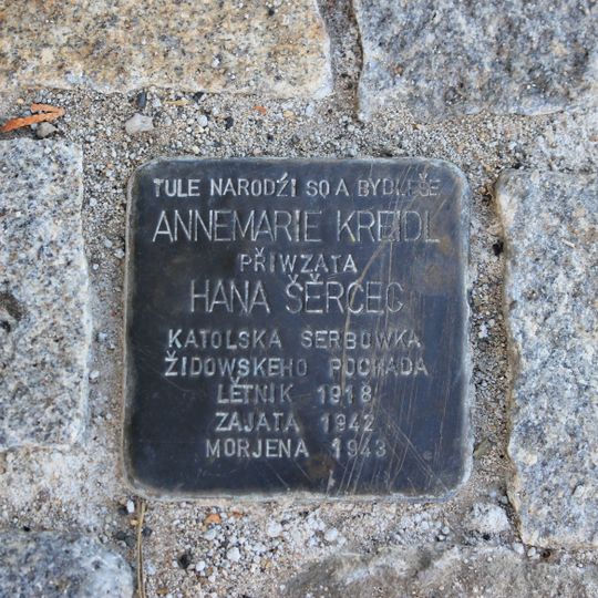 Stolperstein dedicated to Annemarie Kreidl/Schierz in Horka