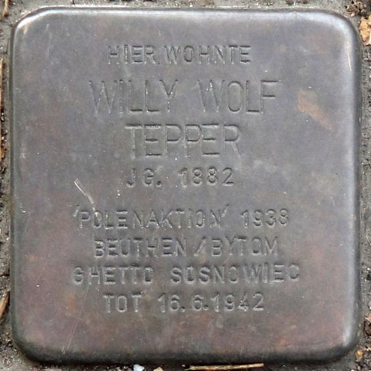 Stolperstein dedicated to Willy Wolf Tepper