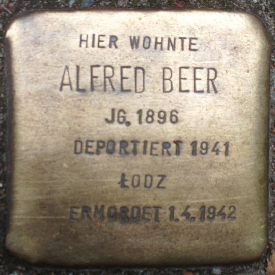 Stolperstein dedicated to Alfred Beer