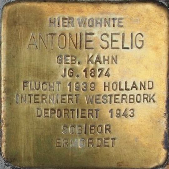 Stolperstein dedicated to Antonie Selig