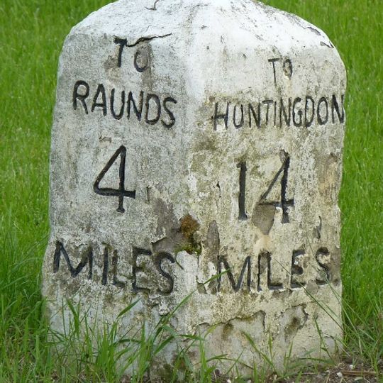 Milestone, Raunds Road, Keyston at jct with The Loop