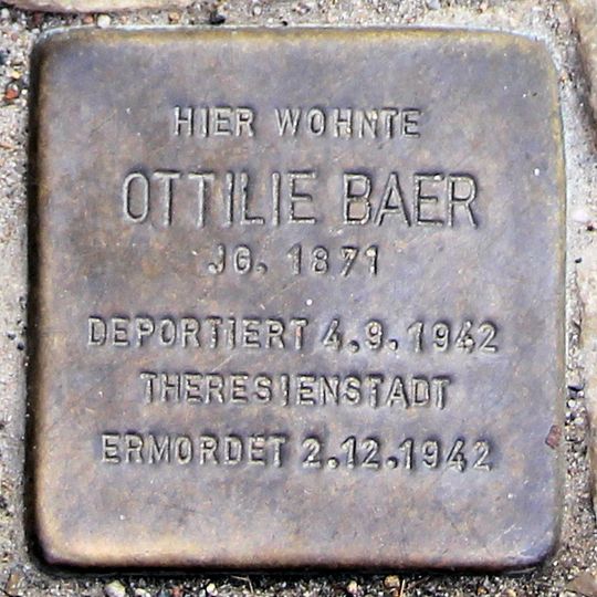 Stolperstein dedicated to Ottilie Baer