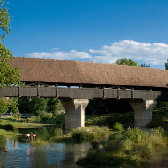 Covered wooden bridge