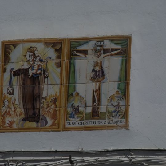 Ceramic panel of Christ of Zalameda at Machí square