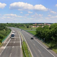 Bridge of highway D10 over the Jizera in Tuřice