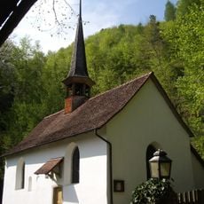 Reformed little mountain church with belfry