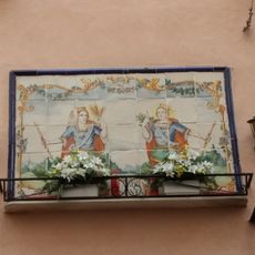 Ceramic panel of Saints Abdon and Sennen