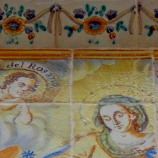 Ceramic panel of Our Lady of the Rosary