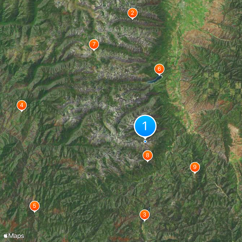 Bitterroot Mountains Map