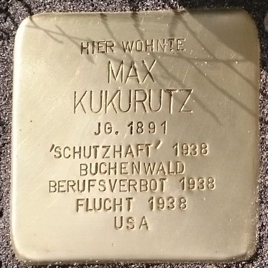 Stolperstein dedicated to Max Kukurutz