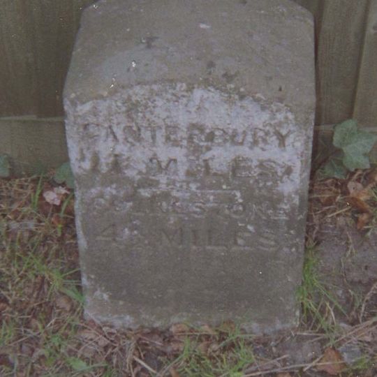Milestone, Canterbury Road, Swingfield Minnis, by "Thornedene"