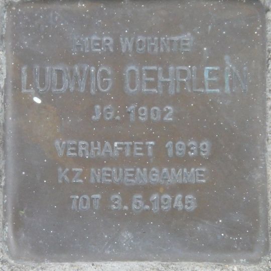 Stolperstein dedicated to Ludwig Oehrlein