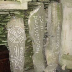 Inscribed stones at St Clydai's Church