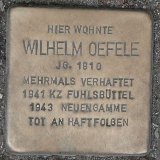 Stolperstein dedicated to Wilhelm Oefele