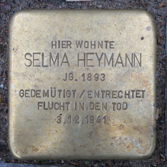 Stolperstein dedicated to Selma Heymann