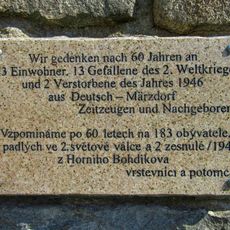 Pamětní deska v Žárové v Horním Bohdíkově na zdi kaple