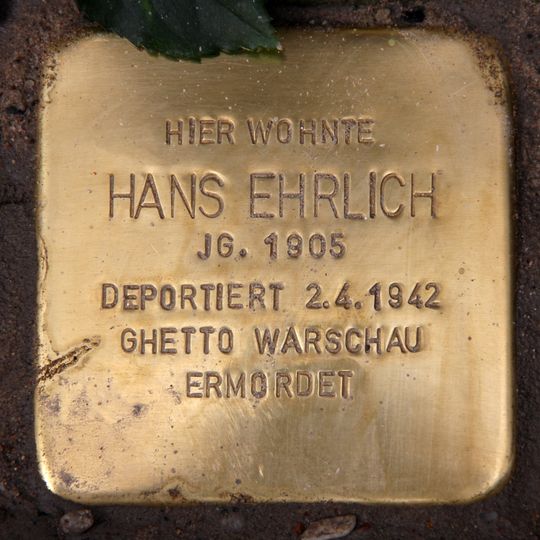 Stolperstein dedicated to Hans Ehrlich