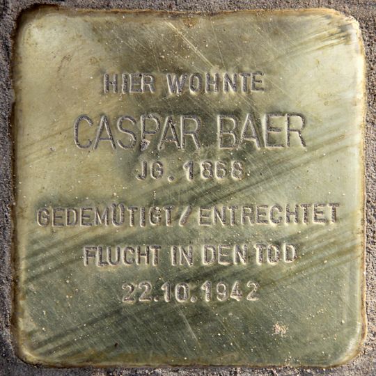 Stolperstein en memoria de Caspar Baer