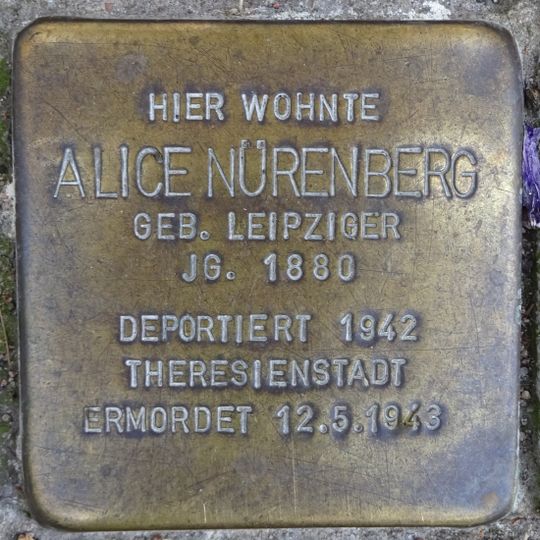 Stolperstein dedicated to Alice Nürenberg
