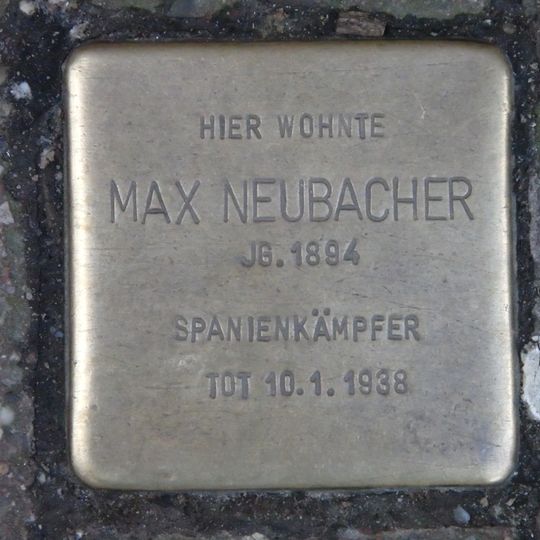 Stolperstein dedicated to Max Neubacher