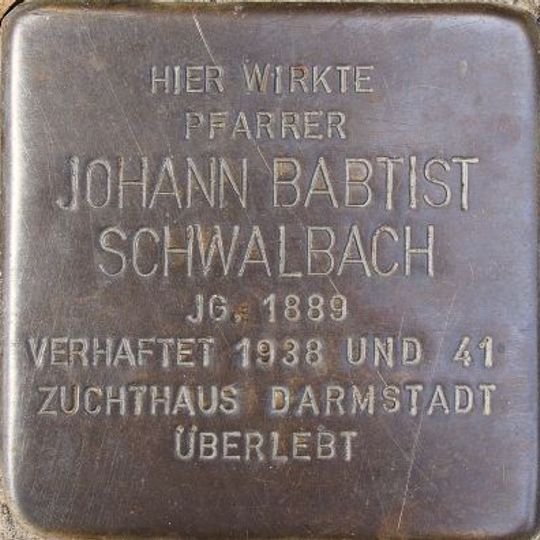 Stolperstein dedicated to Johann Baptist Schwalbach