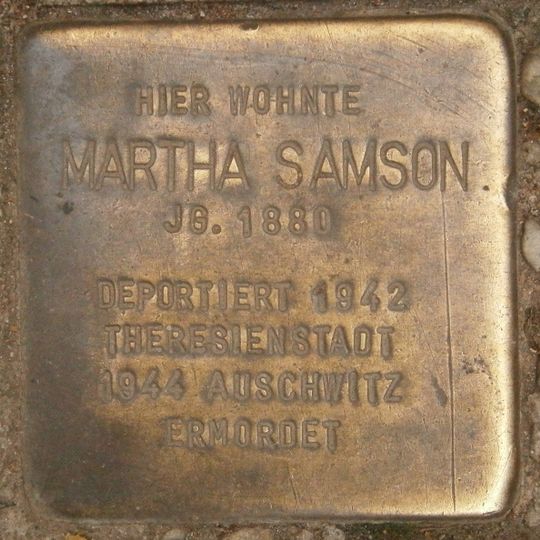 Stolperstein dedicated to Martha Samson