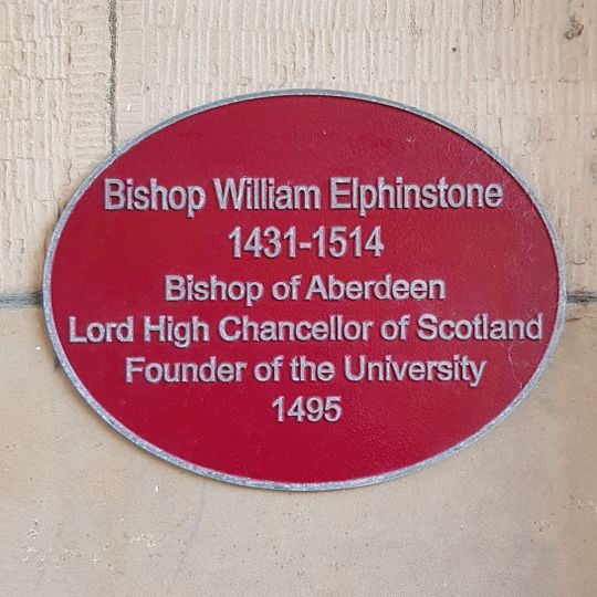 Commemorative plaque to Bishop William Elphinstone