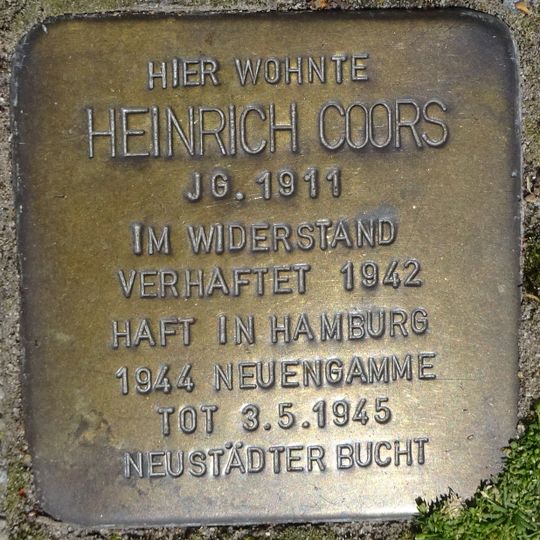 Stolperstein à la mémoire de Heinrich Coors