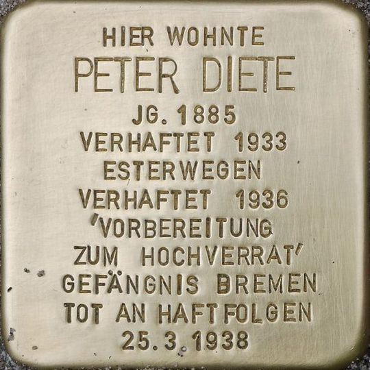 Stolperstein en memoria de Peter Diete