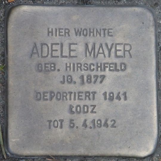 Stolperstein dedicated to Adele Mayer