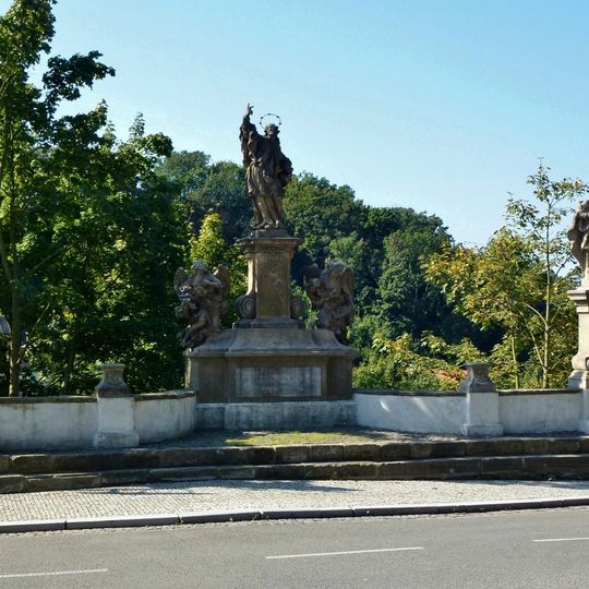 Statues of John of Nepomuk, Saint Florian and Saint Barbara in Mnichovo Hradiště
