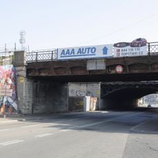 Railway bridge over Hybešova street in Brno