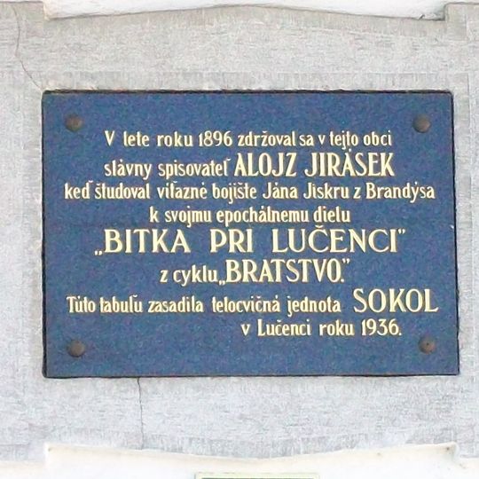 Pamätná tabuľa Aloisa Jiráska