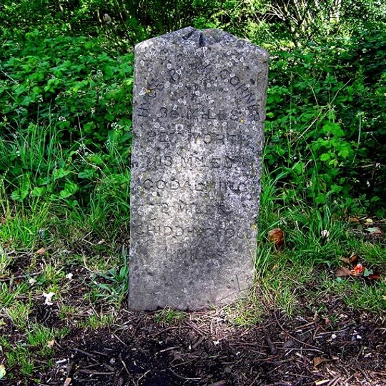 Milestone, Petworth Road, jct with Oxted Green, Milford, in lay-by
